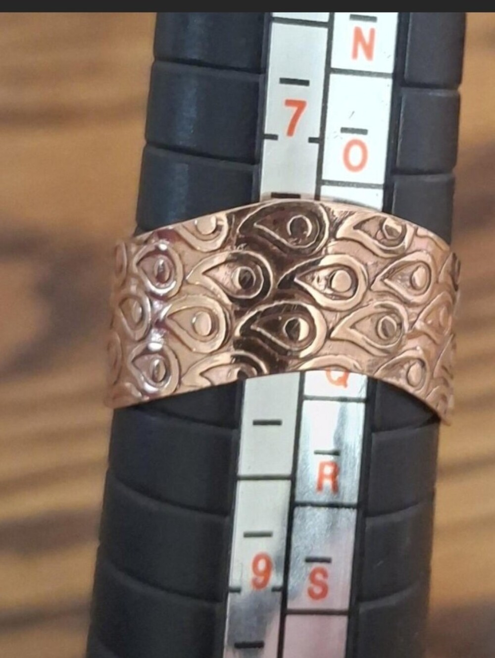 Copper Cigar Band With Turquoise Natural Stone Ring Size 7.5 - Picture 4 of 4